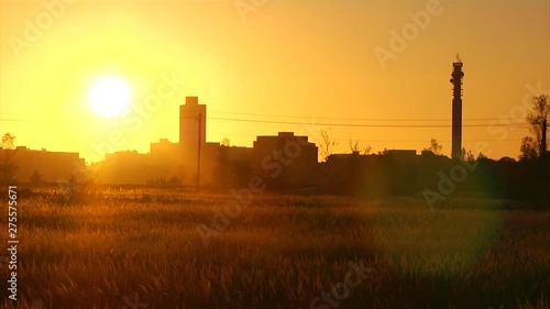 A close up sunset shot over the city of Moncton, New Brunswick, Canada. Shot from Dieppe with the marsh in the foreground. photo