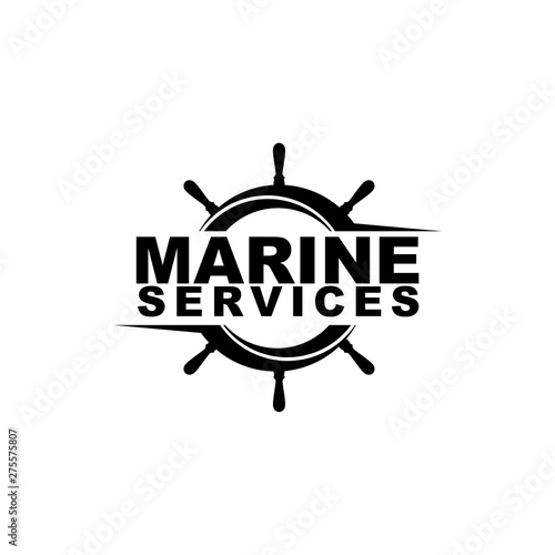 marine service steer wheel logo design 