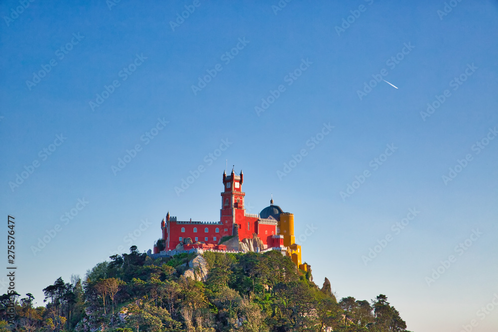 Scenic colorful Pena Palace in Sintra, Portugal