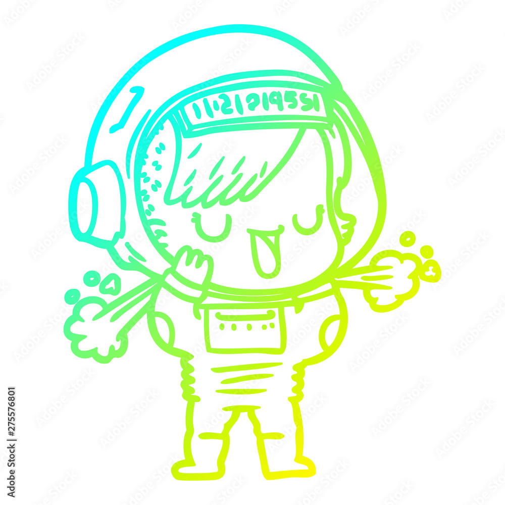 cold gradient line drawing cartoon astronaut woman cold gradient line drawing cartoon astronaut woman