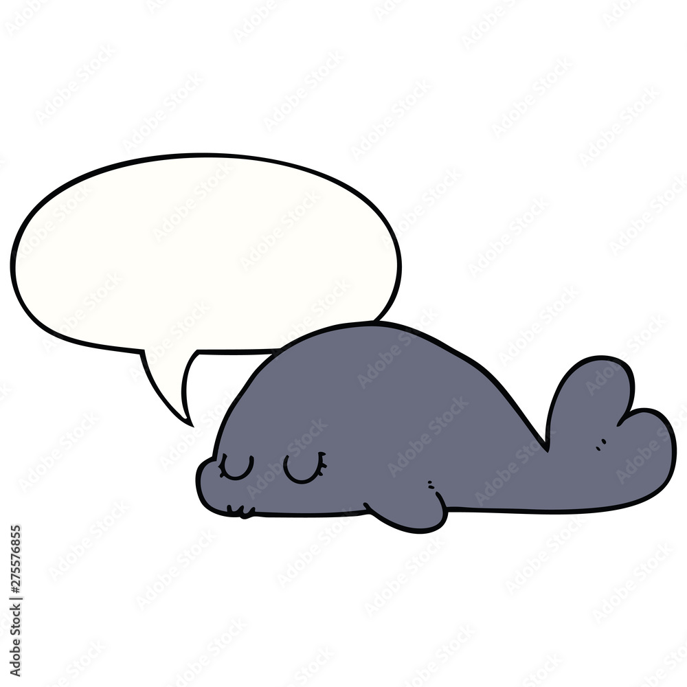 cute cartoon seal and speech bubble cute cartoon seal and speech bubble