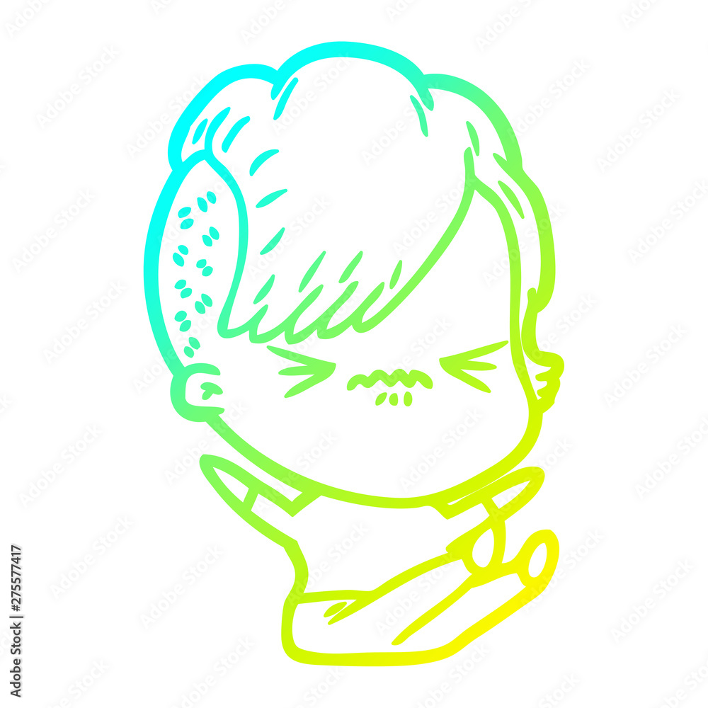 cold gradient line drawing cartoon annoyed hipster girl cold gradient line drawing cartoon annoyed hipster girl