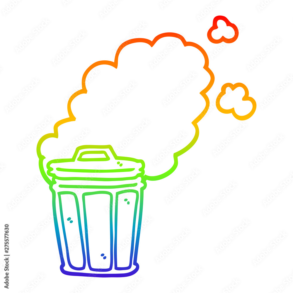 rainbow gradient line drawing cartoon stinky garbage can rainbow gradient line drawing cartoon stinky garbage can