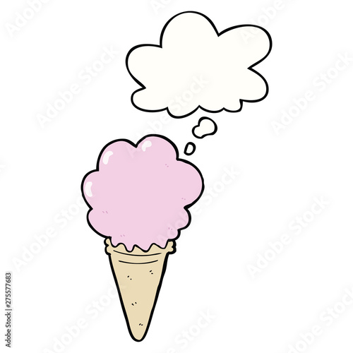 cartoon ice cream and thought bubble
