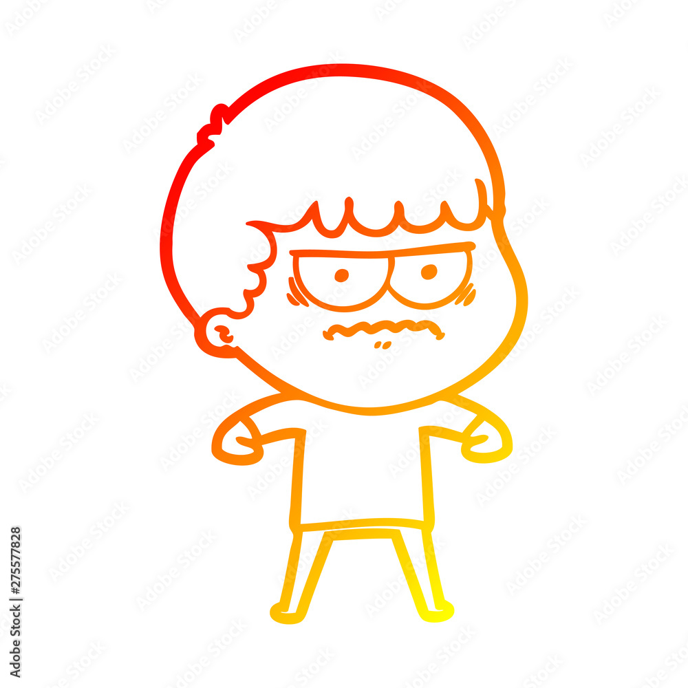 warm gradient line drawing cartoon annoyed man warm gradient line drawing cartoon annoyed man