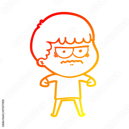 warm gradient line drawing cartoon annoyed man