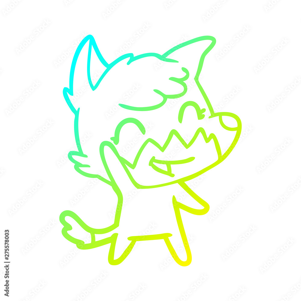cold gradient line drawing happy cartoon fox cold gradient line drawing happy cartoon fox