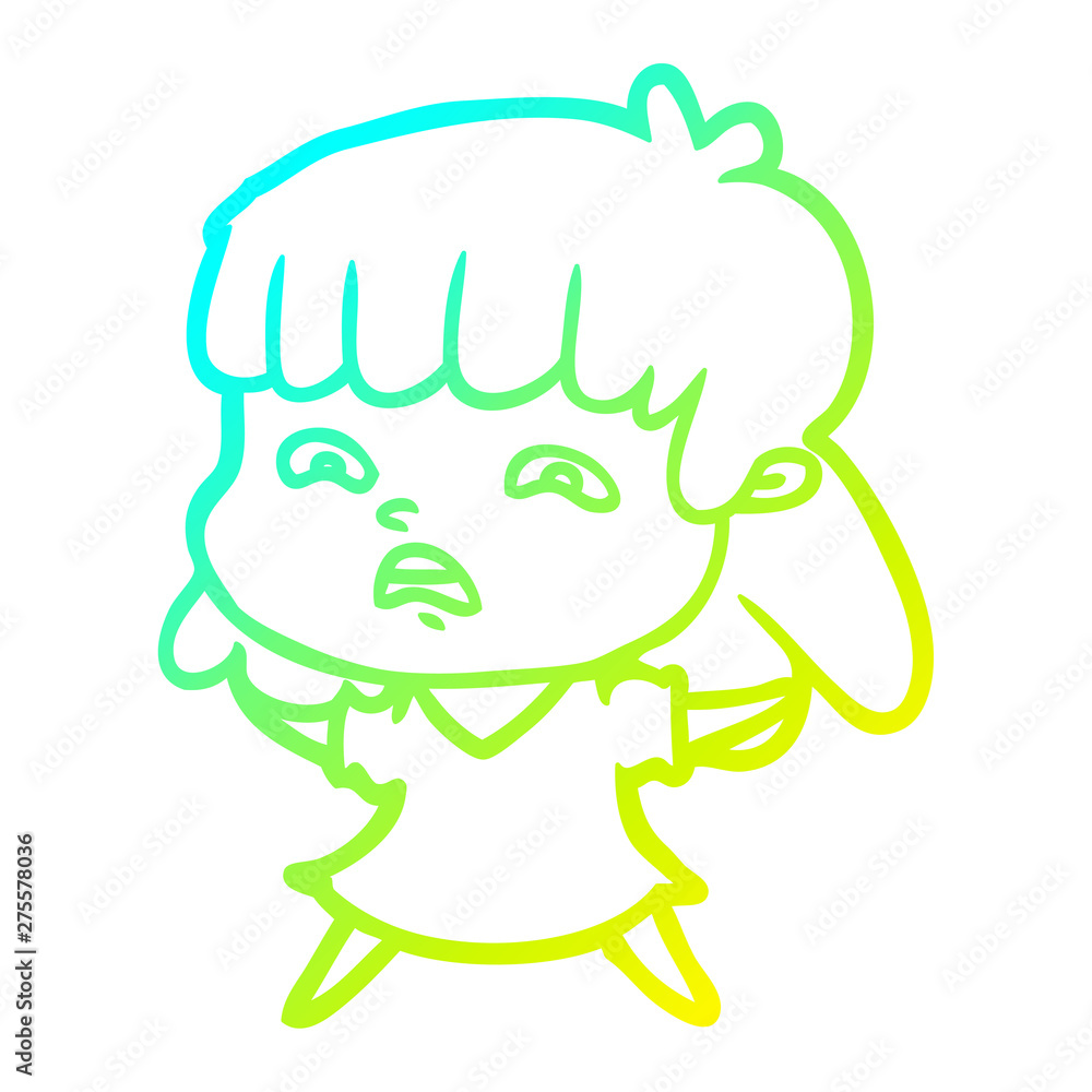 cold gradient line drawing cartoon worried woman cold gradient line drawing cartoon worried woman