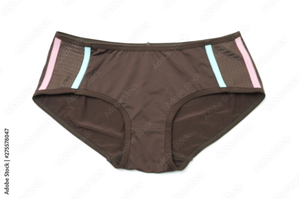 Flat lay of Brown Panties isolated on white background Flat lay of Brown Panties isolated on white background
