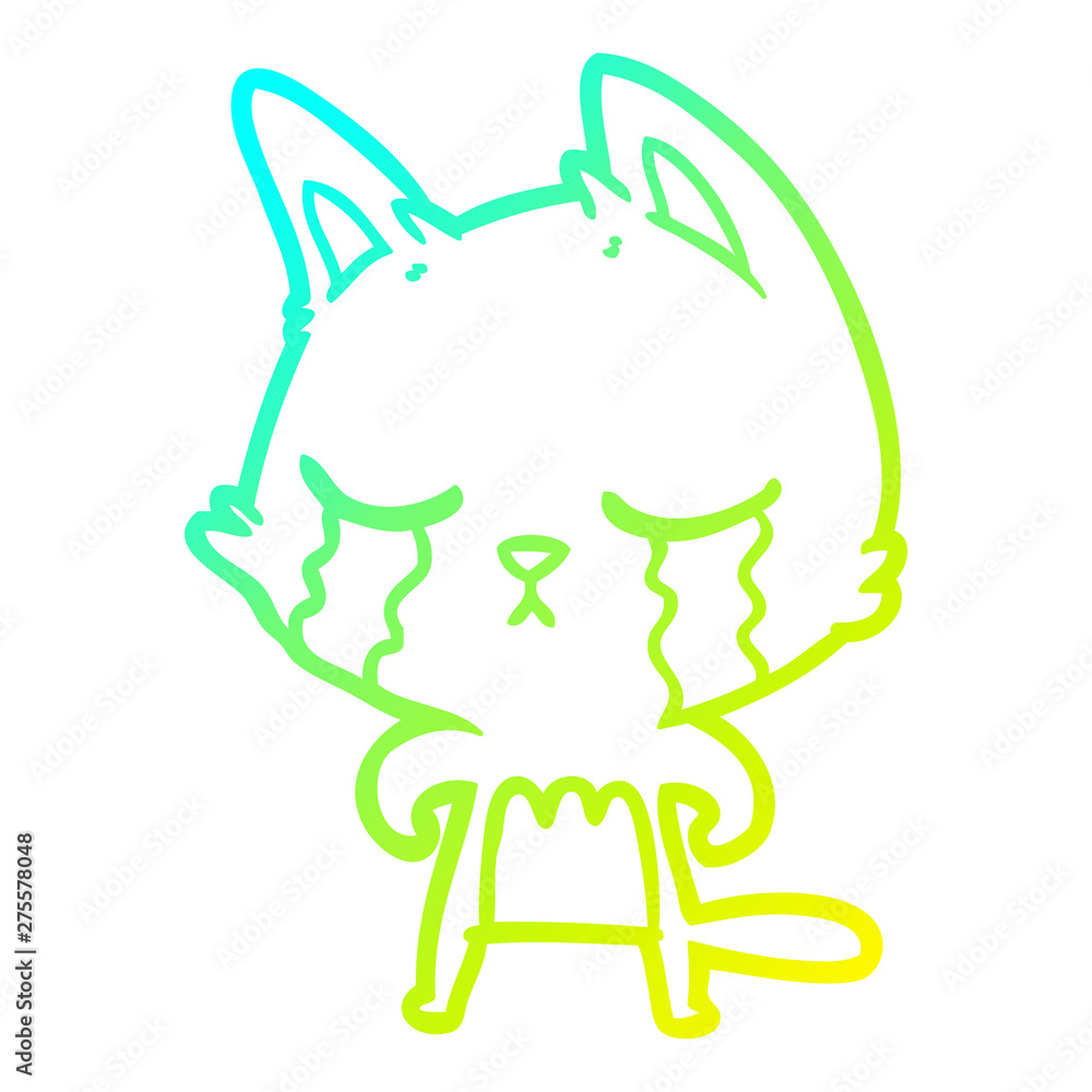 cold gradient line drawing crying cartoon cat cold gradient line drawing crying cartoon cat