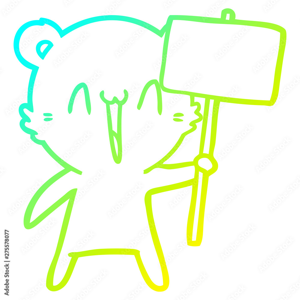 cold gradient line drawing happy bear cartoon cold gradient line drawing happy bear cartoon