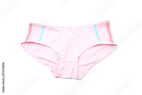 Flat lay of Pink Panties isolated on white background