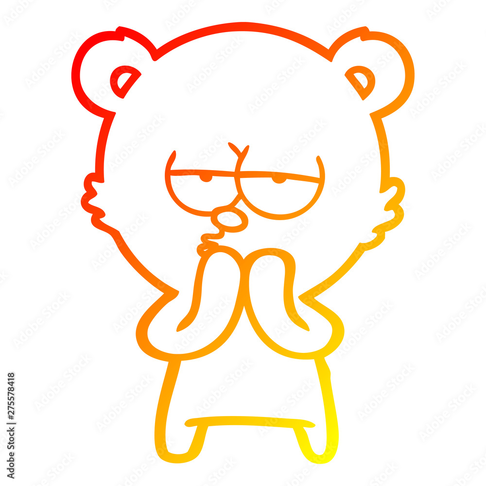 warm gradient line drawing bored bear cartoon warm gradient line drawing bored bear cartoon