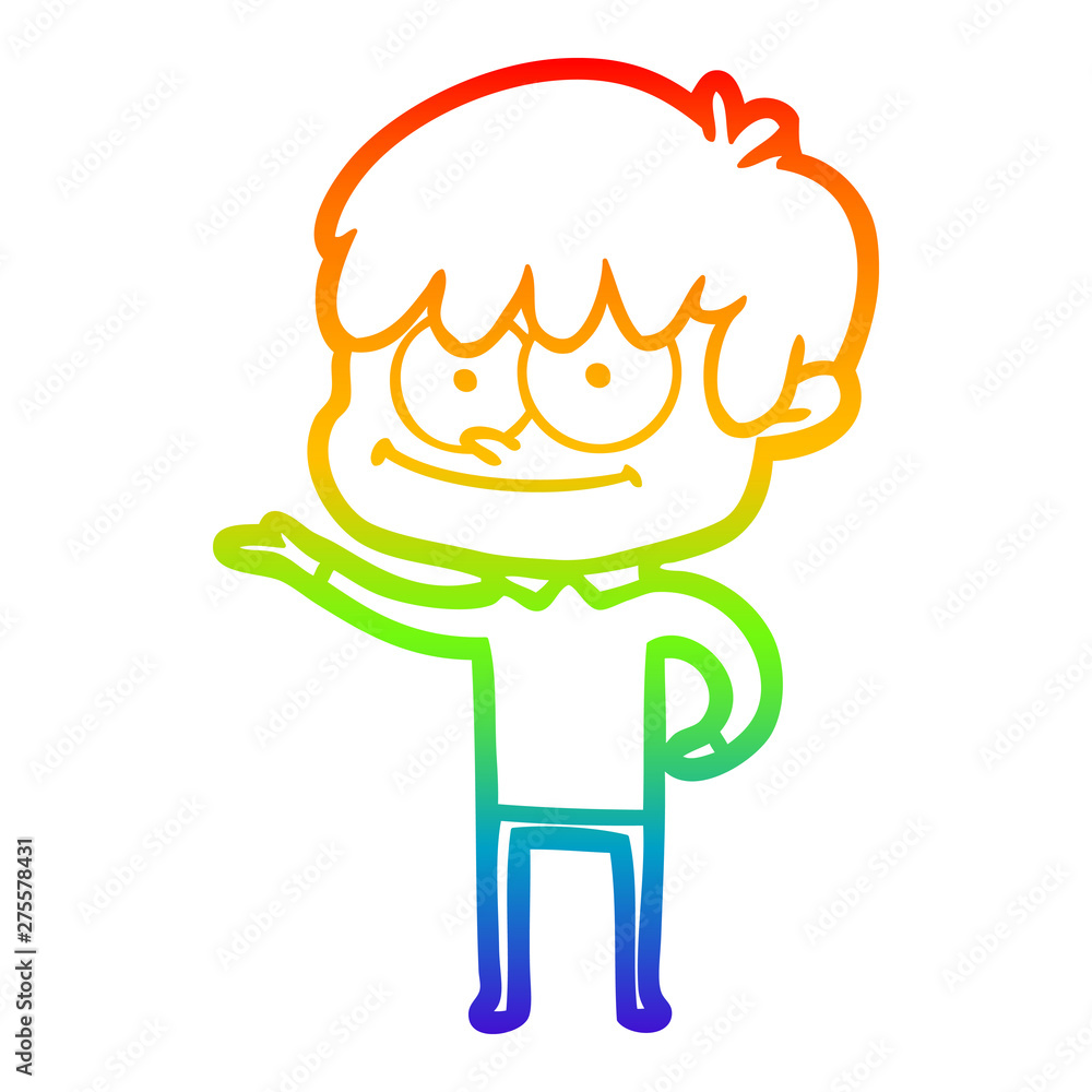 rainbow gradient line drawing happy cartoon man rainbow gradient line drawing happy cartoon man