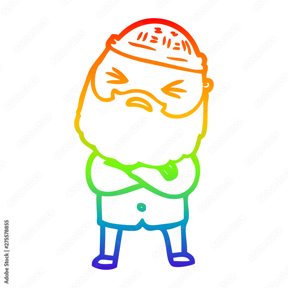 rainbow gradient line drawing cartoon man with beard rainbow gradient line drawing cartoon man with beard