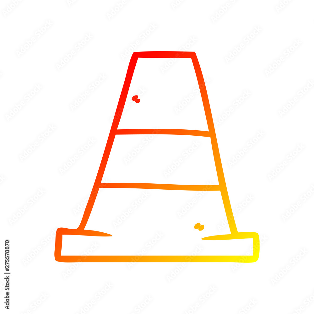 warm gradient line drawing cartoon road traffic cone warm gradient line drawing cartoon road traffic cone