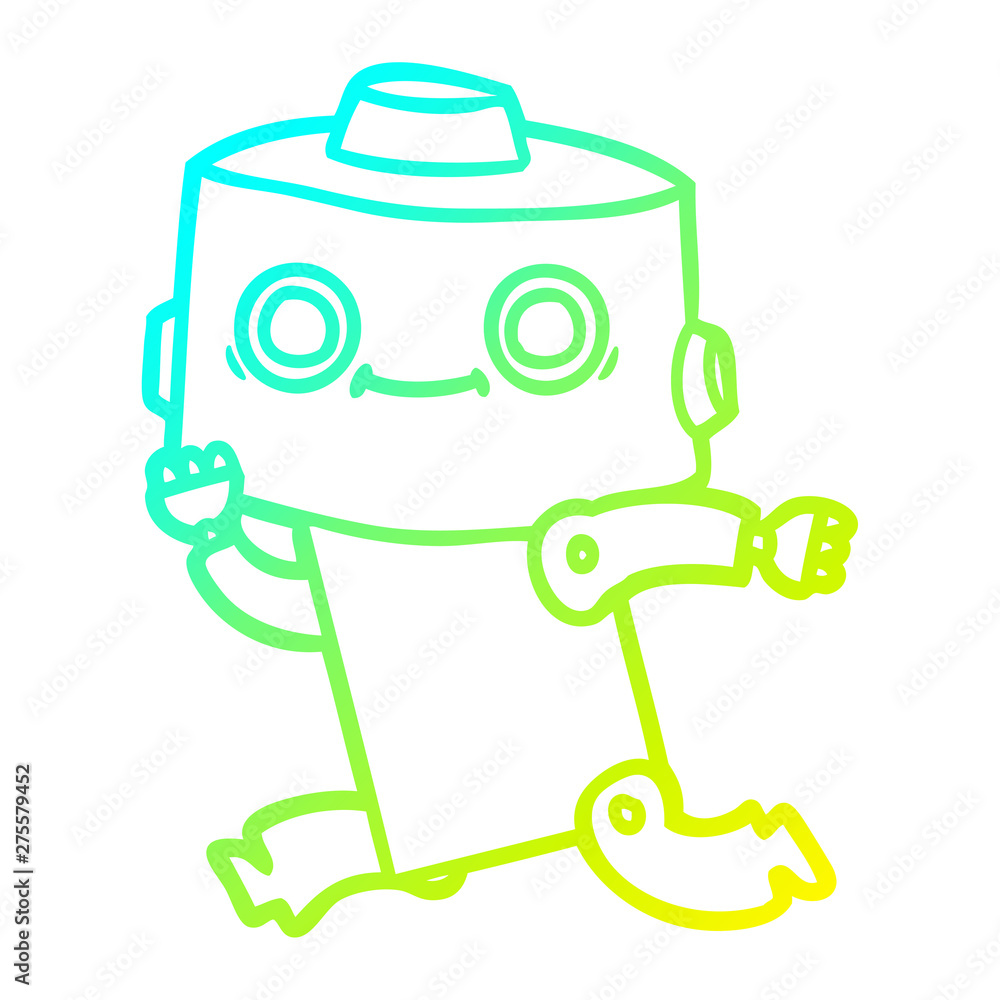 Obraz premium cold gradient line drawing cartoon robot