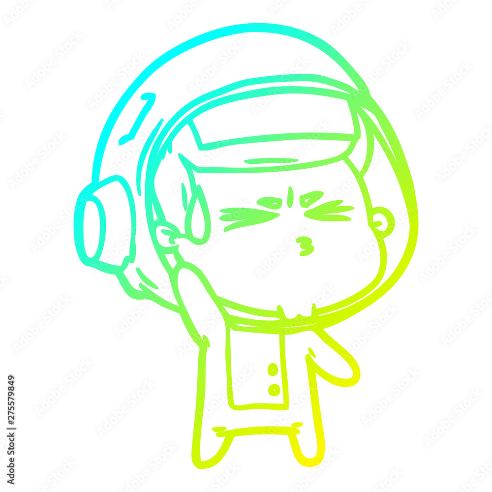 cold gradient line drawing cartoon stressed astronaut cold gradient line drawing cartoon stressed astronaut