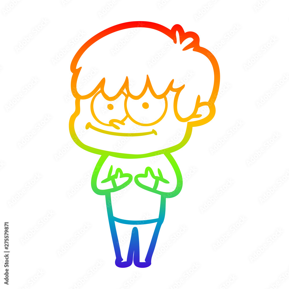 rainbow gradient line drawing happy cartoon man rainbow gradient line drawing happy cartoon man