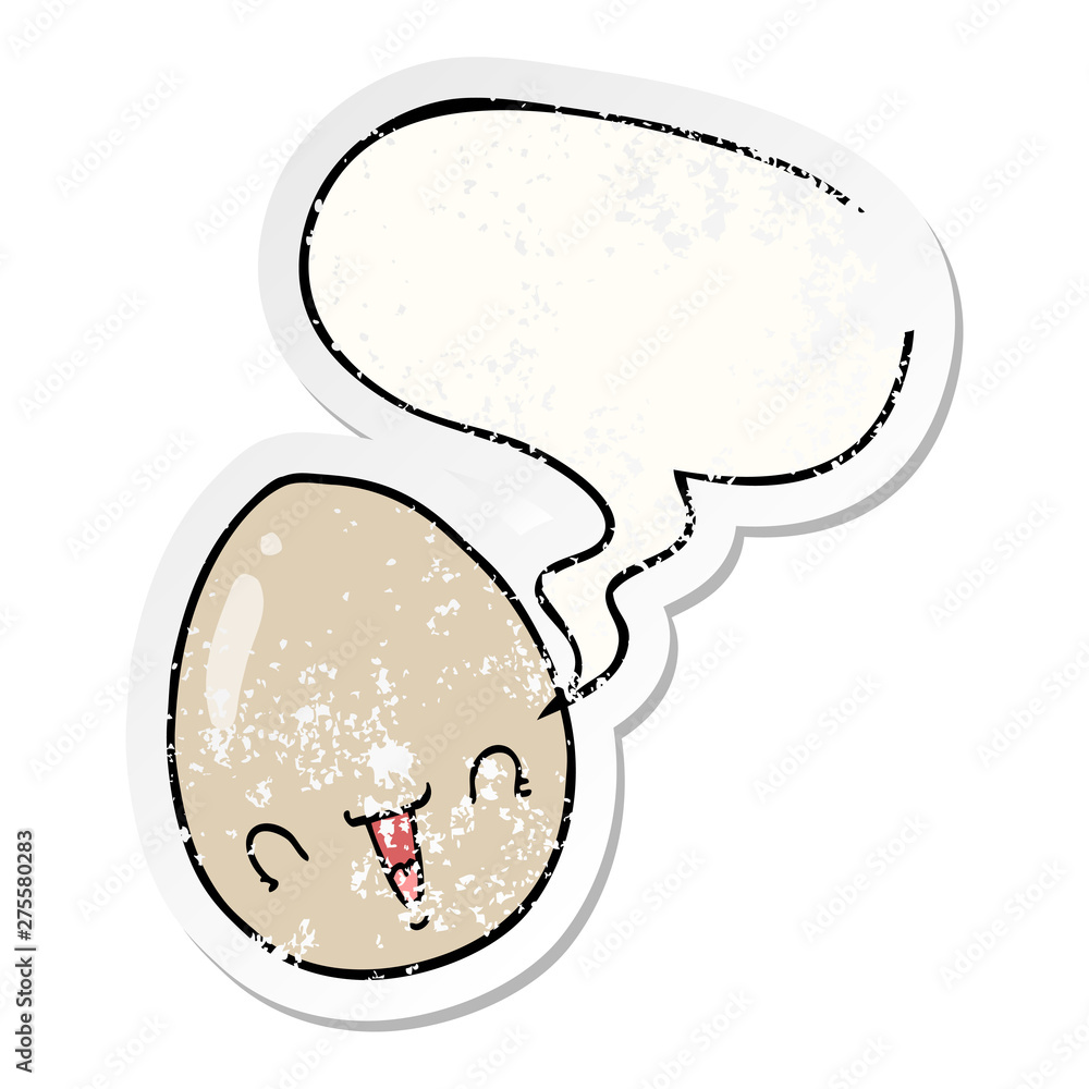 cartoon egg and speech bubble distressed sticker cartoon egg and speech bubble distressed sticker