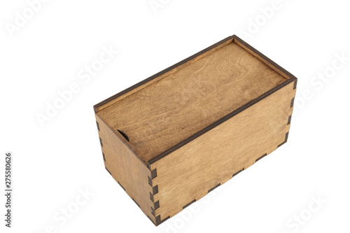 Box of handmade wood on a white background, isolate. © combo1982