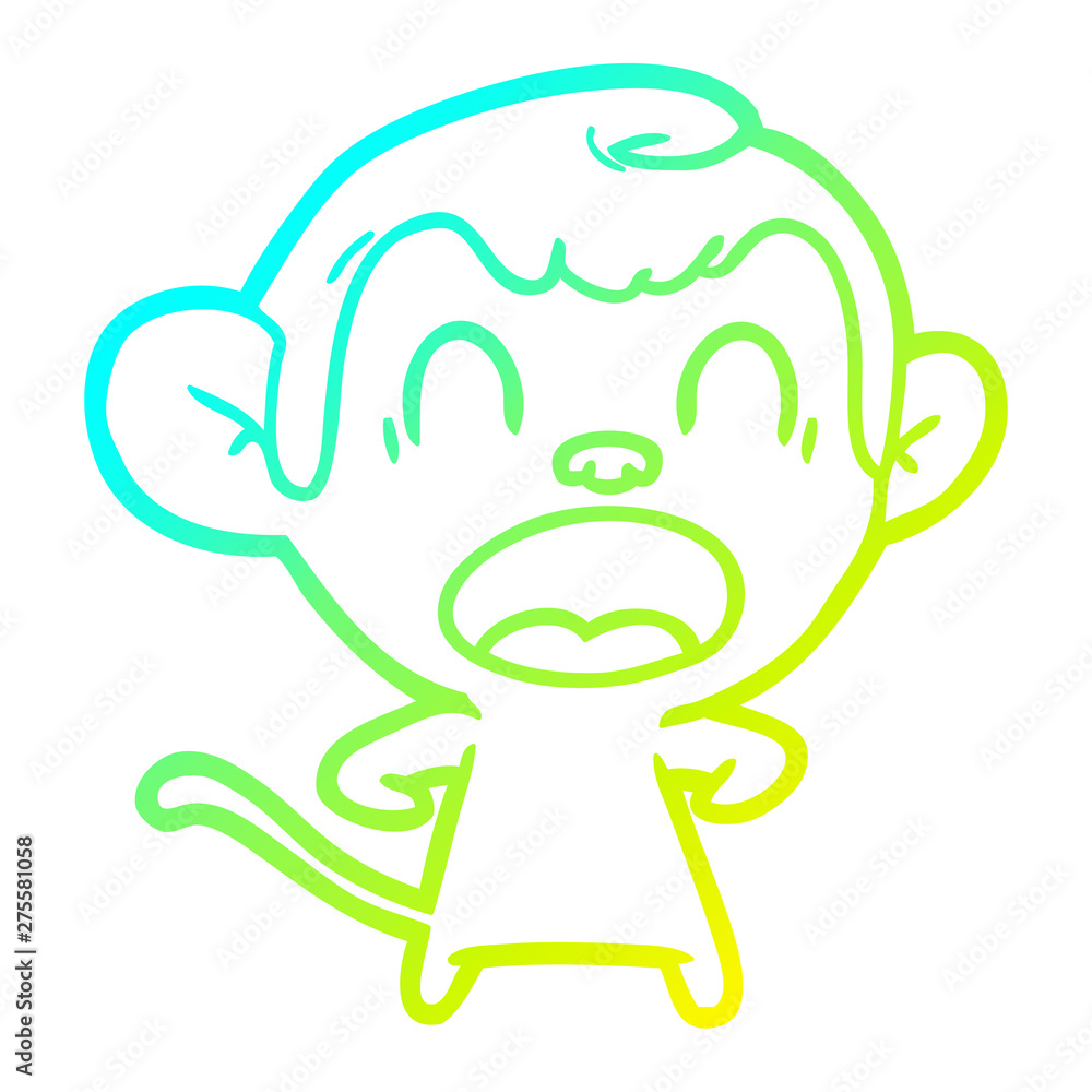 Obraz premium cold gradient line drawing shouting cartoon monkey