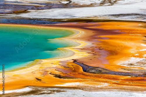 Colorful edge of Grand Prismatic hot Spring in Yellowstone National Park Wyoming, USA