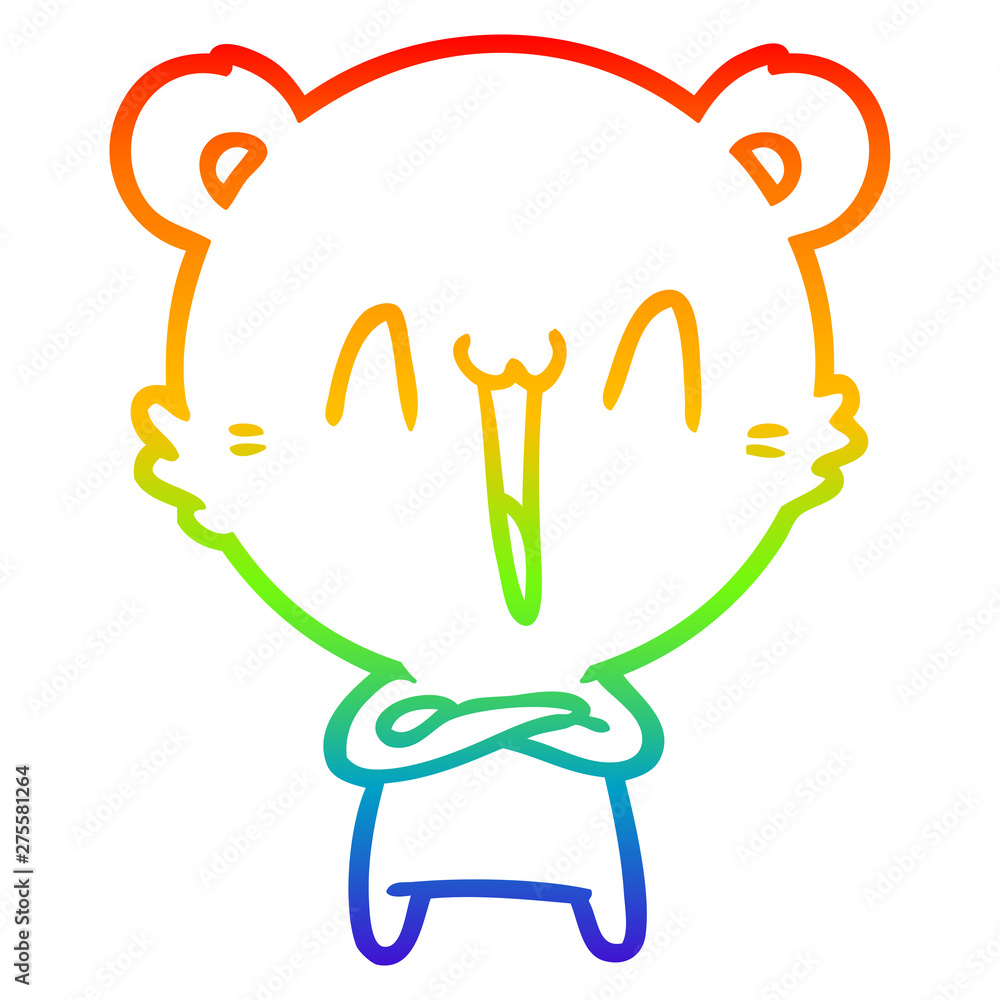 rainbow gradient line drawing happy bear cartoon rainbow gradient line drawing happy bear cartoon