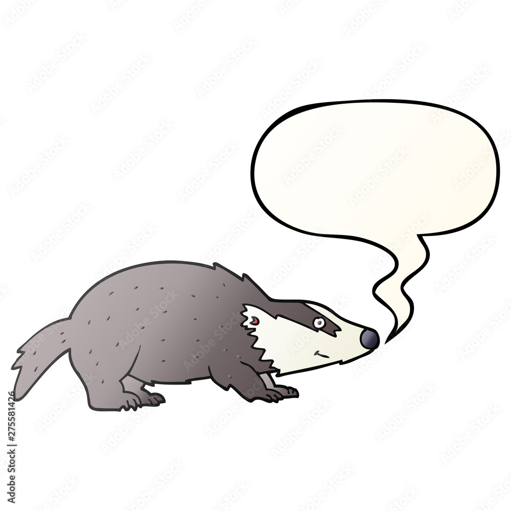 cartoon badger and speech bubble in smooth gradient style cartoon badger and speech bubble in smooth gradient style