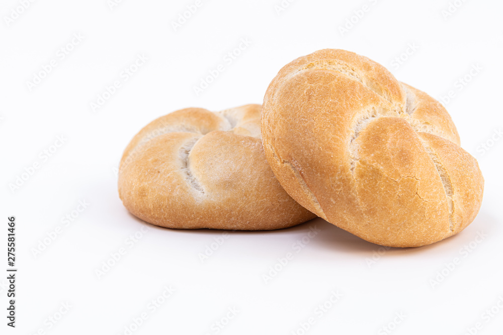 Two loaf of fresh baked bread on white background