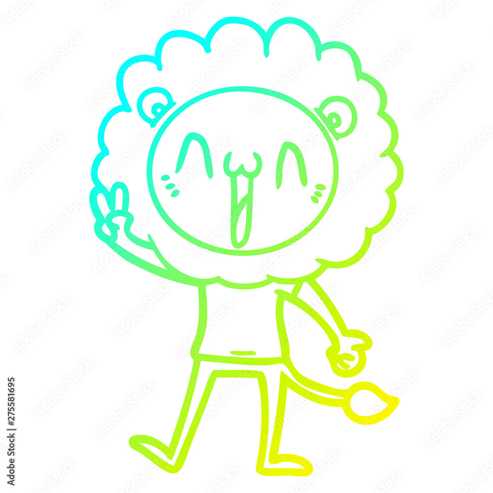 cold gradient line drawing happy cartoon lion cold gradient line drawing happy cartoon lion