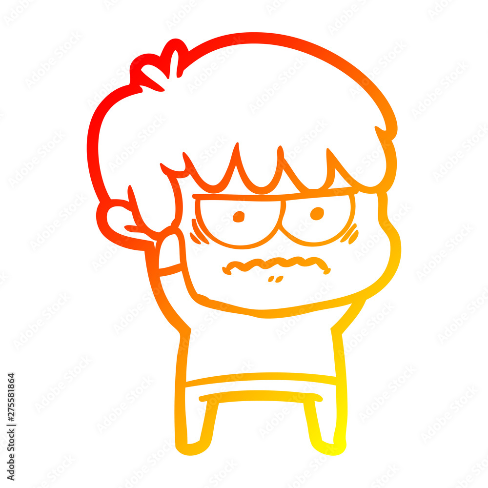 warm gradient line drawing annoyed cartoon boy warm gradient line drawing annoyed cartoon boy