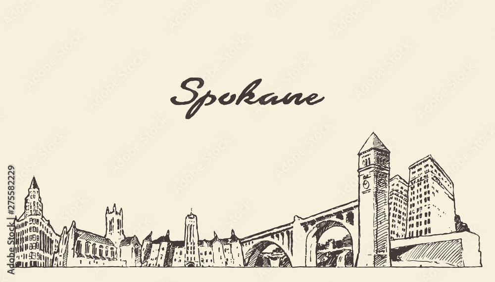 Spokane skyline Washington United States a vector