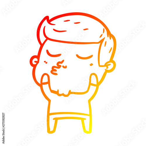 warm gradient line drawing cartoon model guy pouting