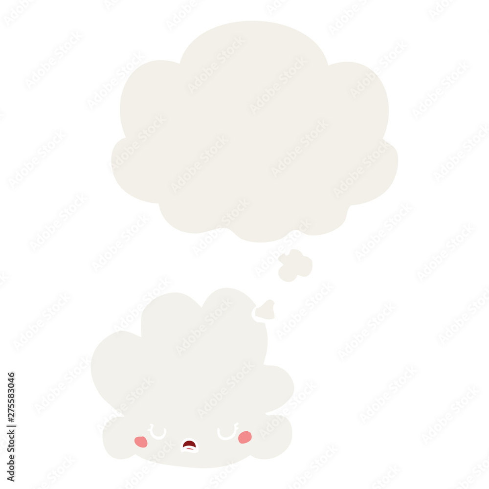 cute cartoon cloud and thought bubble in retro style
