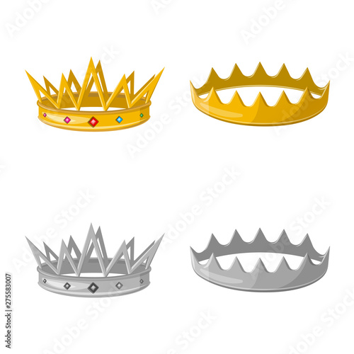 Vector design of medieval and nobility sign. Collection of medieval and monarchy stock vector illustration.