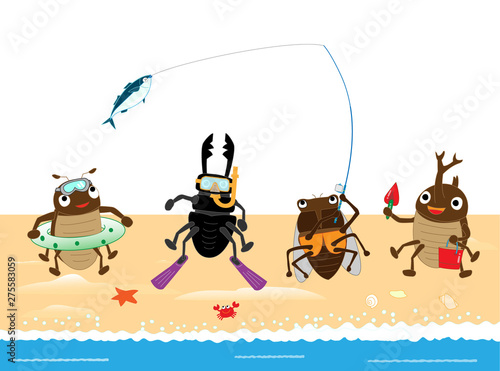 昆虫たちの海遊び