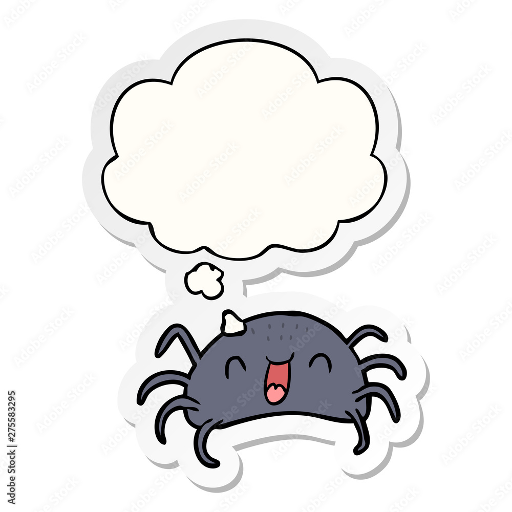 cartoon spider and thought bubble as a printed sticker cartoon spider and thought bubble as a printed sticker