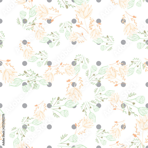 Color lotus flower hand drawn, floral seamless pattern, simple vector illustration © WI-tuss
