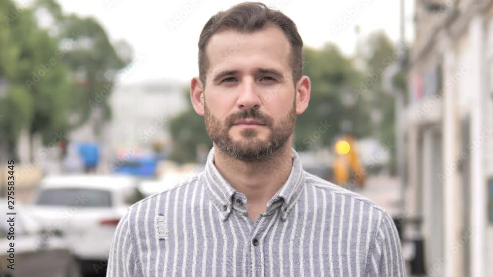 Portrait of Beard Casual Man Standing Outdoor Portrait of Beard Casual Man Standing Outdoor