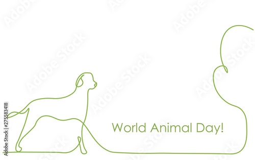 World animal day card with dog cartoon vector illustration