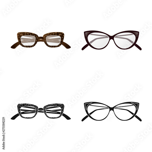 Isolated object of glasses and frame logo. Set of glasses and accessory stock symbol for web.