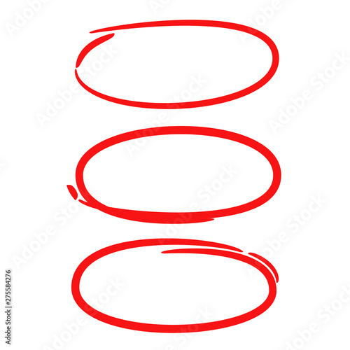 red oval hand drawn markers, highlighters