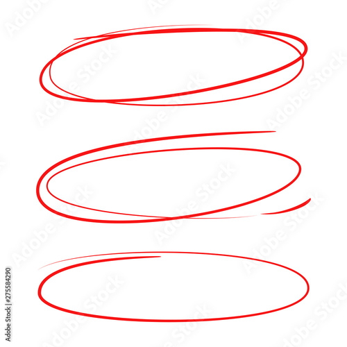 red oval hand drawn markers, highlighters