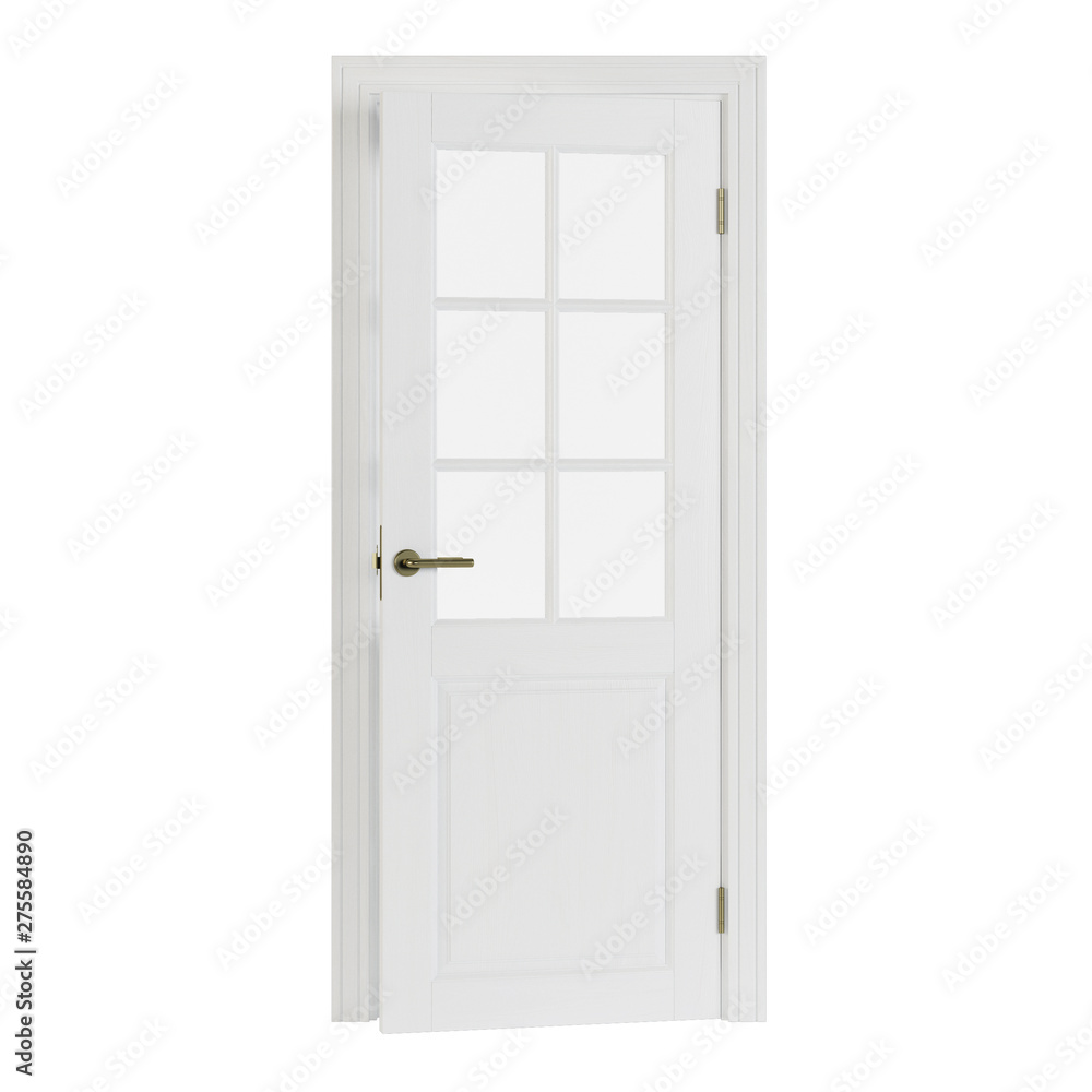 Interroom door isolated on white background. 3D rendering. Interroom door isolated on white background. 3D rendering.