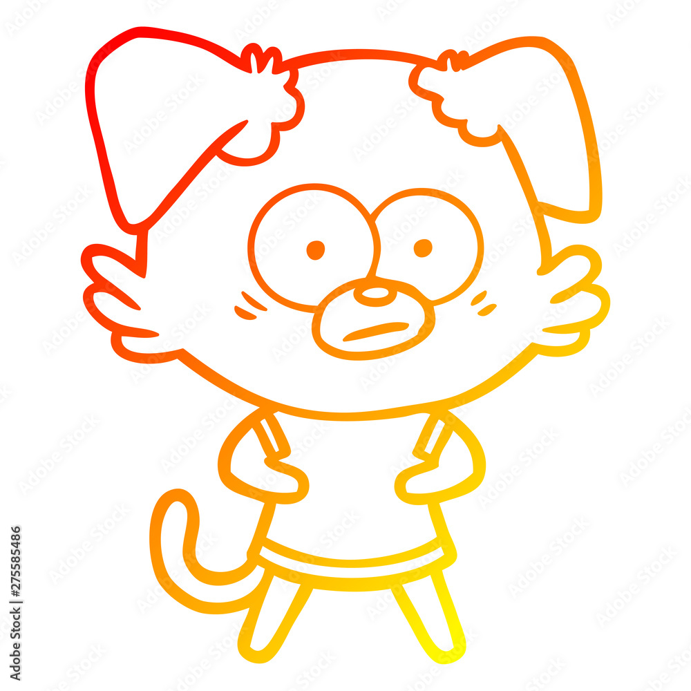 warm gradient line drawing nervous dog cartoon warm gradient line drawing nervous dog cartoon