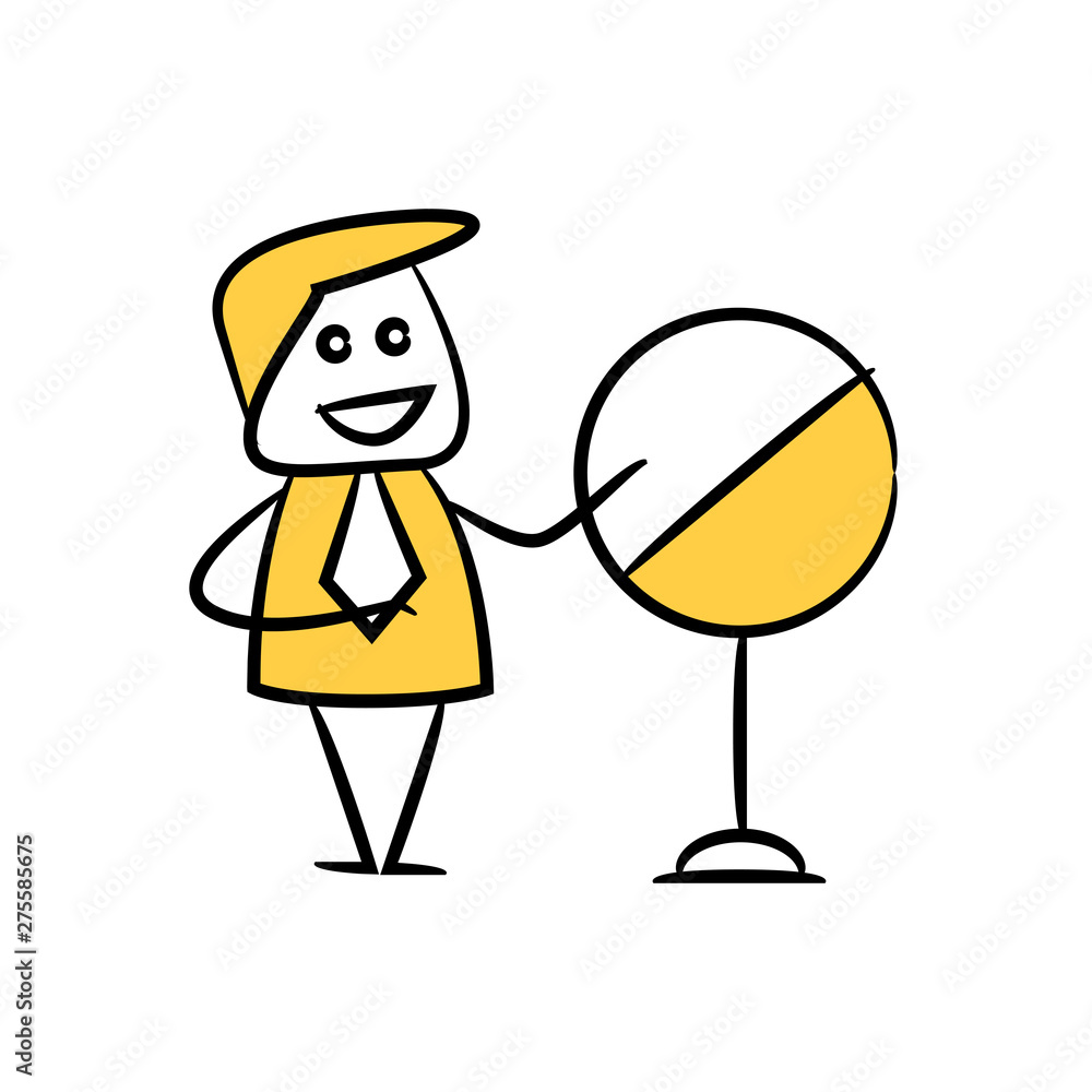 Fototapeta premium doodle stick figure businessman and ban sign
