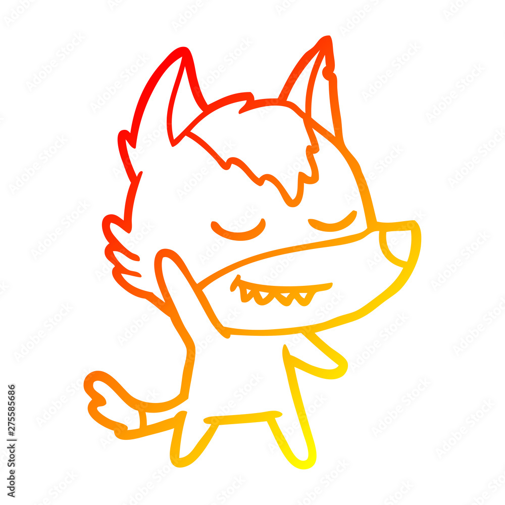 warm gradient line drawing friendly cartoon wolf warm gradient line drawing friendly cartoon wolf