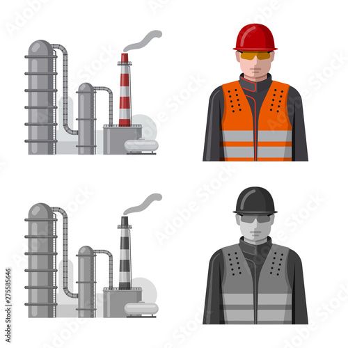 Isolated object of oil and gas logo. Collection of oil and petrol vector icon for stock.