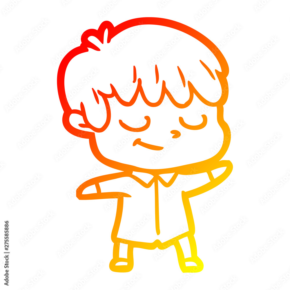 warm gradient line drawing cartoon happy boy warm gradient line drawing cartoon happy boy